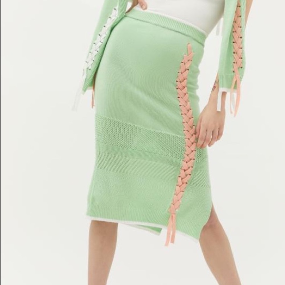 Eyeye knit lace up skirt